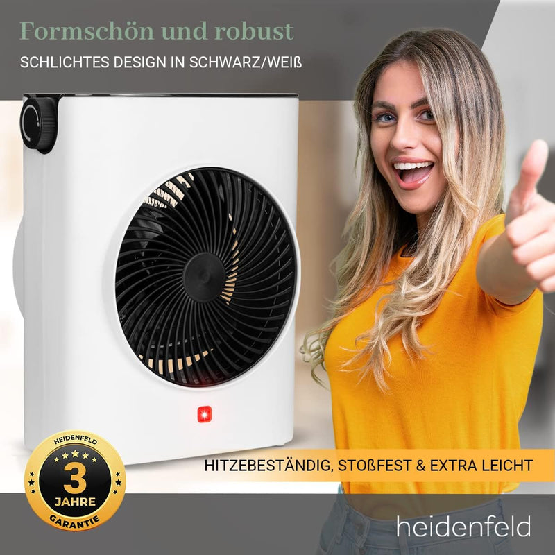 Heidenfeld Heizlüfter HL100 | 𝟯 𝐉𝐀𝐇𝐑𝐄 𝐆𝐀𝐑𝐀𝐍𝐓𝐈𝐄 - 2000 Watt - Heizkörper - Elektro Heizlüfter - Elekt