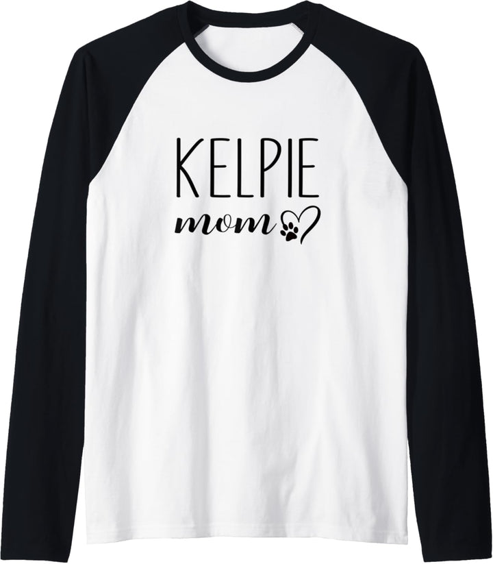 Dog Paw Print Heart Kelpie Mom Raglan