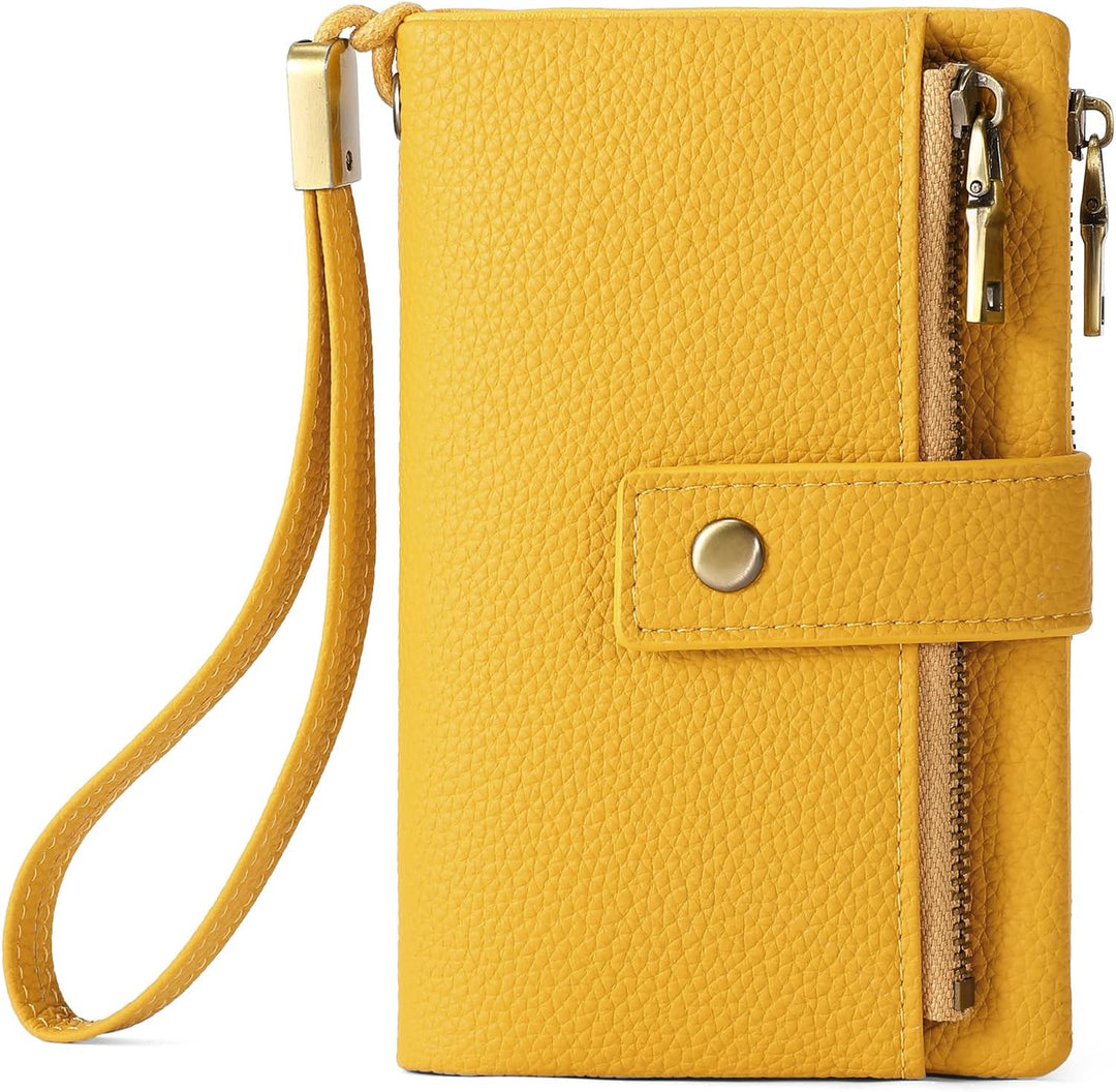 SENDEFN Geldbörsen für Damen Mittelgrosse, Dreifach Faltbare Portemonnaie Damen aus Leder, RFID-bloc