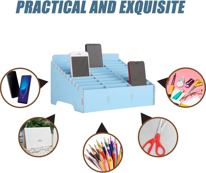 30 Gitter Handygarage Schule, Handy Hotel Aufbewahrungsbox Holz, Multi-Grid-Aufbewahrungsbox FüR Mob