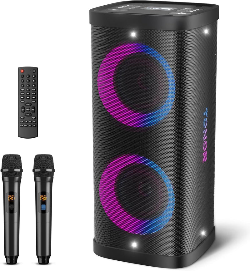 Karaoke Maschine mit 2 drahtlosen Funkmikrofonen Mic für Erwachsene Kinder, TONOR Bluetooth PA Lauts
