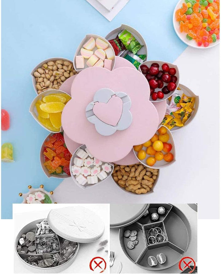 Double Deck Snack Box Blumenförmige rotierende Süssigkeiten Servierbehälter mit Telefonhalter, 10 Gr
