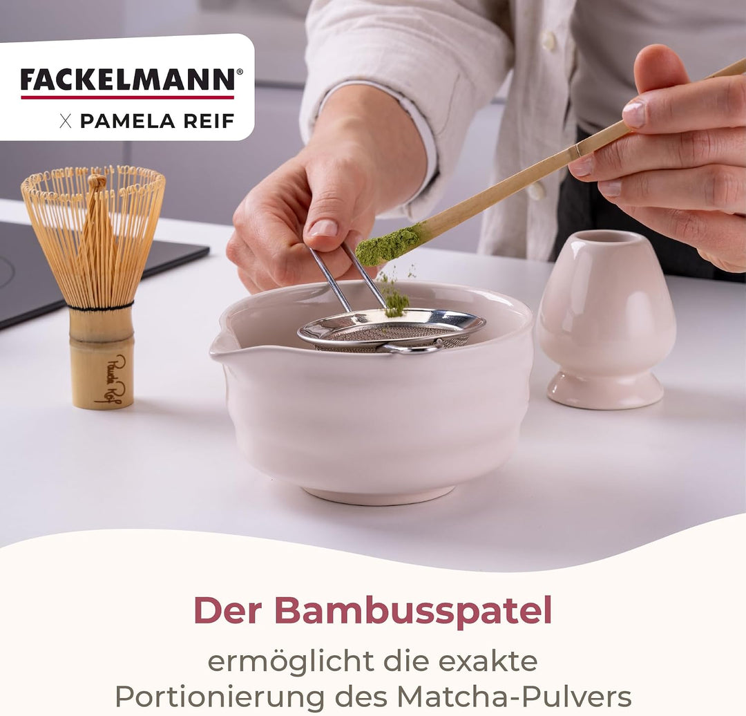 Fackelmann x Pamela Reif Matcha Tee Set aus Keramik &amp; Bambus