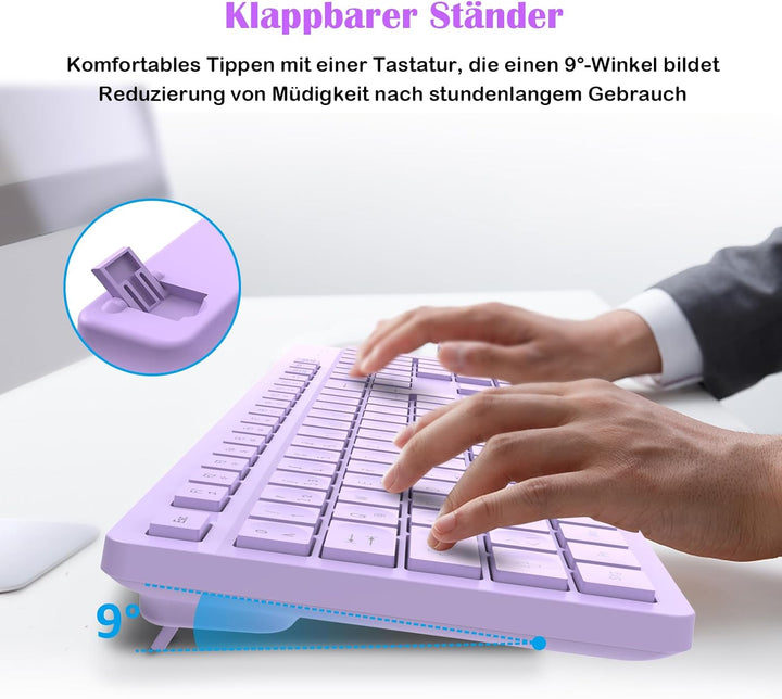 LeadsaiL K786 Tastatur Maus Set Kabellose, Tastatur und Maus, QWERTZ Deutsches Layout Funktastatur m