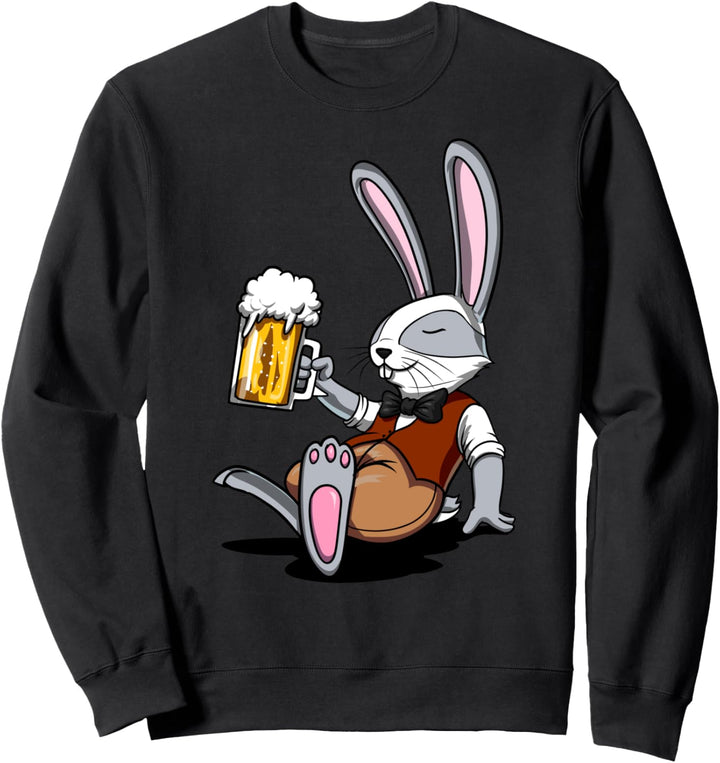 Hase Kaninchen Bier Trinken Party Feier Dammen Männer Sweatshirt