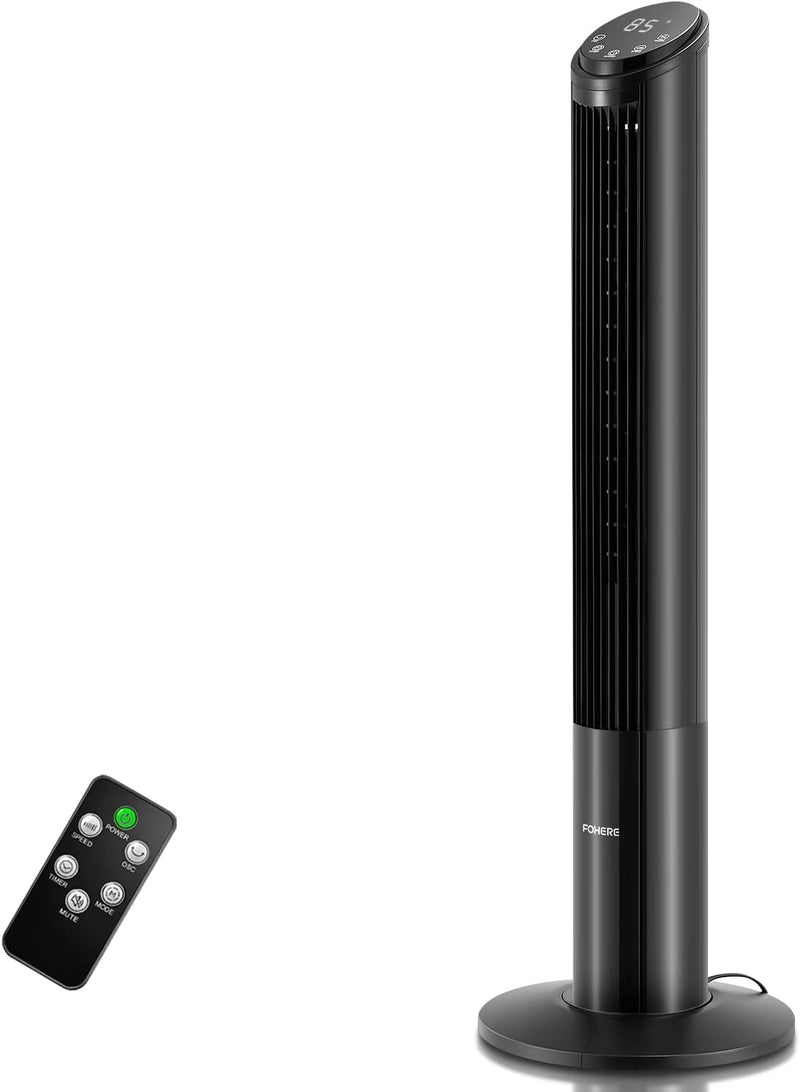 FOHERE Turmventilator Sehr Leise mit Fernbedienung für Zuhause, 102cm Oszillierender Leiser Gleichst