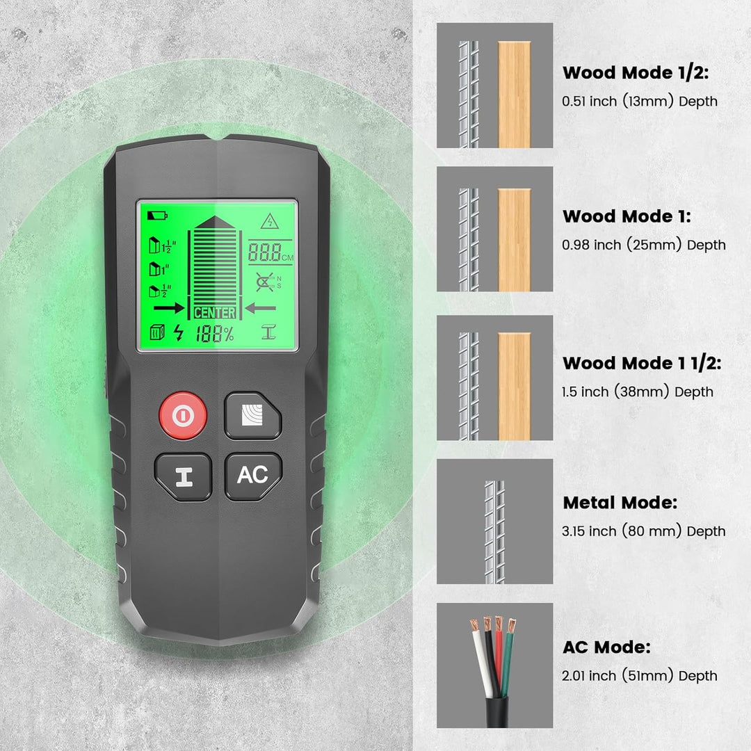 Leitungssucher Ortungsgerät, 5 in 1 Multifunktions Wand Scanner Detektor Stud Finder, Leitungssuchge