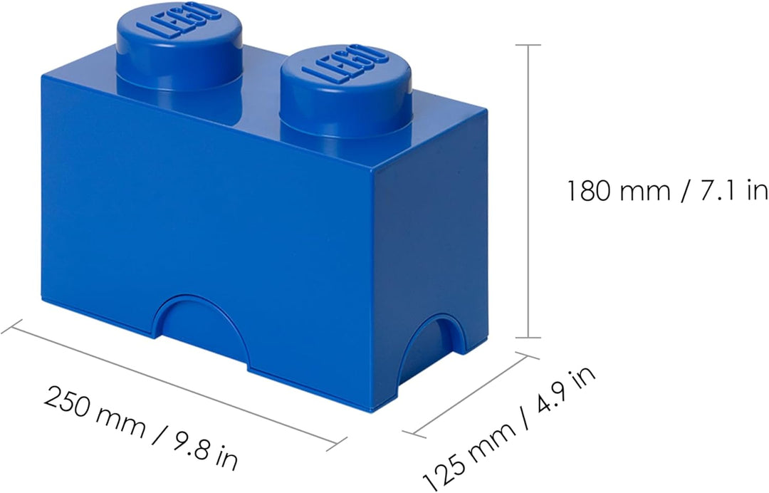 ROOM COPENHAGEN LEGO Aufbewahrungsstein, 2 Noppen, Stapelbare Aufbewahrungsbox, 2,6 l, blau Bright B