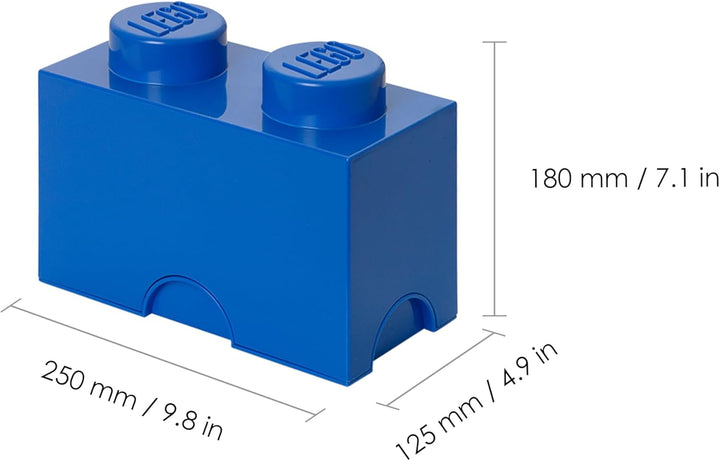 ROOM COPENHAGEN LEGO Aufbewahrungsstein, 2 Noppen, Stapelbare Aufbewahrungsbox, 2,6 l, blau Bright B