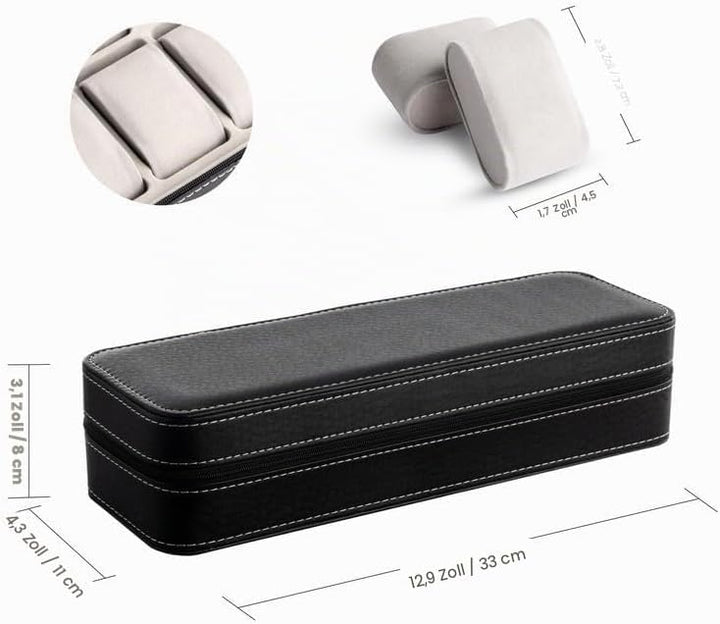 OSVINO Uhrenbox 6 Uhren Herren Schwarz Uhrenkasten Uhrenkissen aus Samt, Reise Schmuckkästchen Uhren