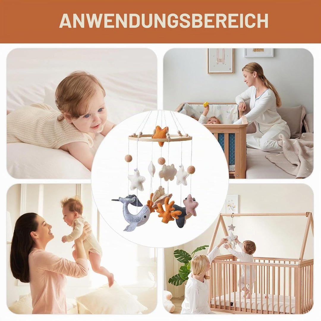 Baby Mobile - Bett Mobile,Filz Meerestiere Bett Mobile Abnehmbare Cartoon Spielzeuge Windspiel Deko