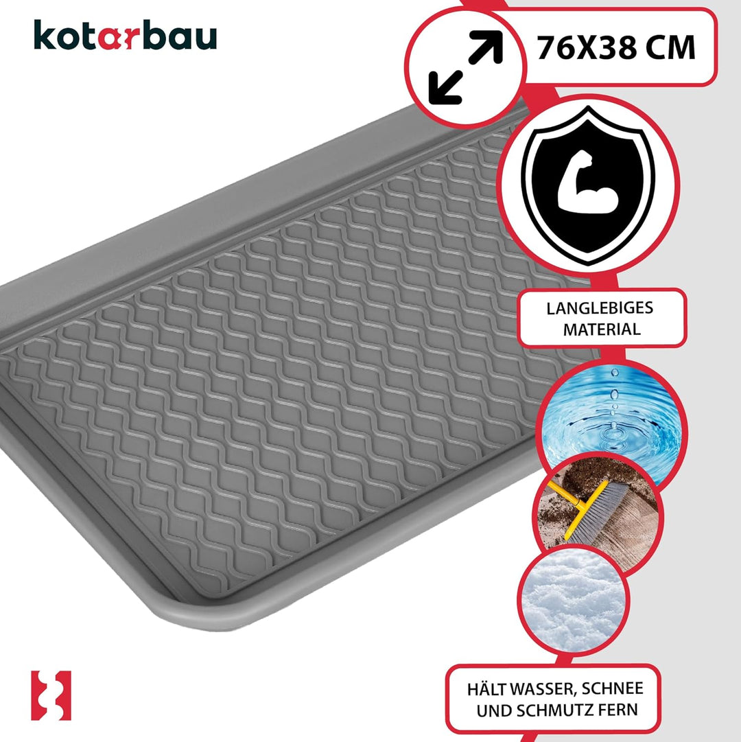 KOTARBAU® 2er Set Schuhabtropfschale 38x76cm Abtropfmatte Schuhe Grau Schuhmatte Abtropfmatte Kunsts