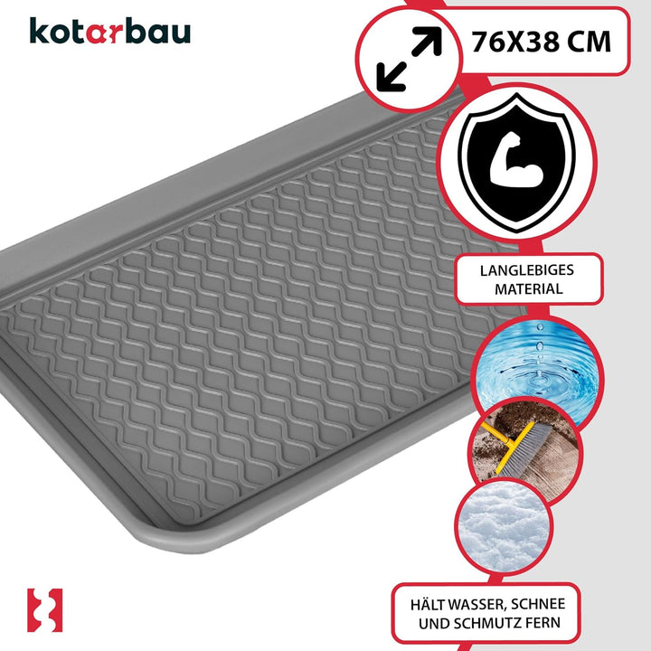 KOTARBAU® Schuhabtropfschale 38 x 76 cm Abtropfmatte Schuhe Grau Schuhmatte Abtropfmatte Kunststoff