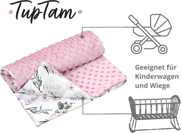 TupTam 2er Set Baby Decken Einschlagdecke 85x85 cm für Autositz Babyschale Babydecke Wiegendecke Min