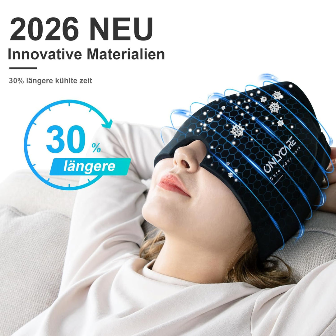 ONLYCARE Migräne Maske Migräne Mütze Migräne Relief Cap, Headache Relief Hat Kühlmaske Kühlmütze Kop