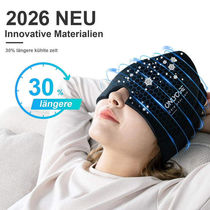ONLYCARE Migräne Maske Migräne Mütze Migräne Relief Cap, Headache Relief Hat Kühlmaske Kühlmütze Kop