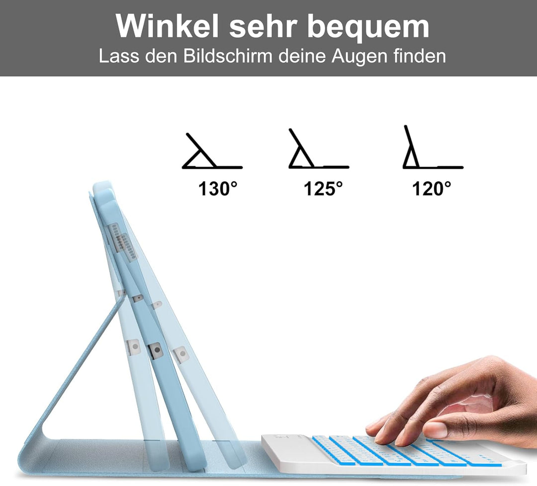 Für iPad Air 11 (2026/2025/2024) (M4/M3/M2) Hülle mit Keyboard, Beleuchtete Tastatur mit 7 Farben, B