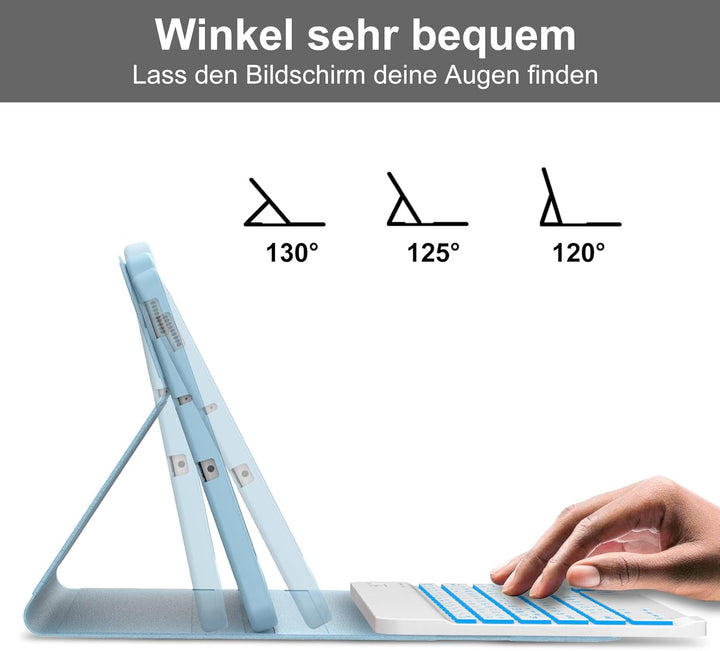 Für iPad Air 11 (2026/2025/2024) (M4/M3/M2) Hülle mit Keyboard, Beleuchtete Tastatur mit 7 Farben, B
