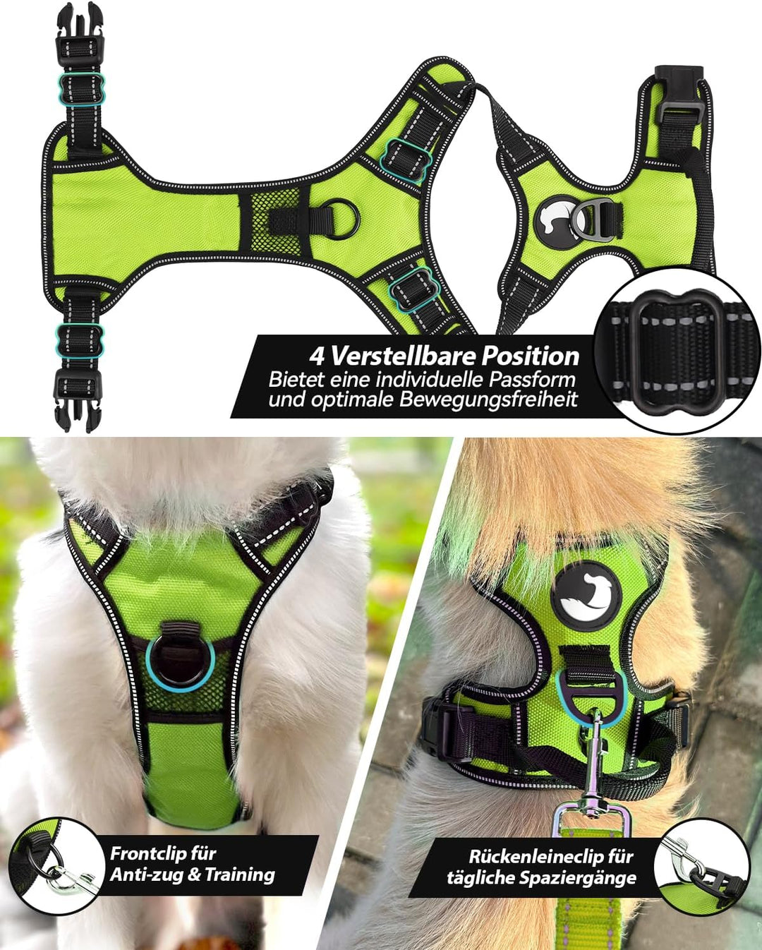 Joytale Hundegeschirr mittelgrosse Hunde, reflektierendes Geschirr Hund,luftdurchlässige Anti Zug Hu