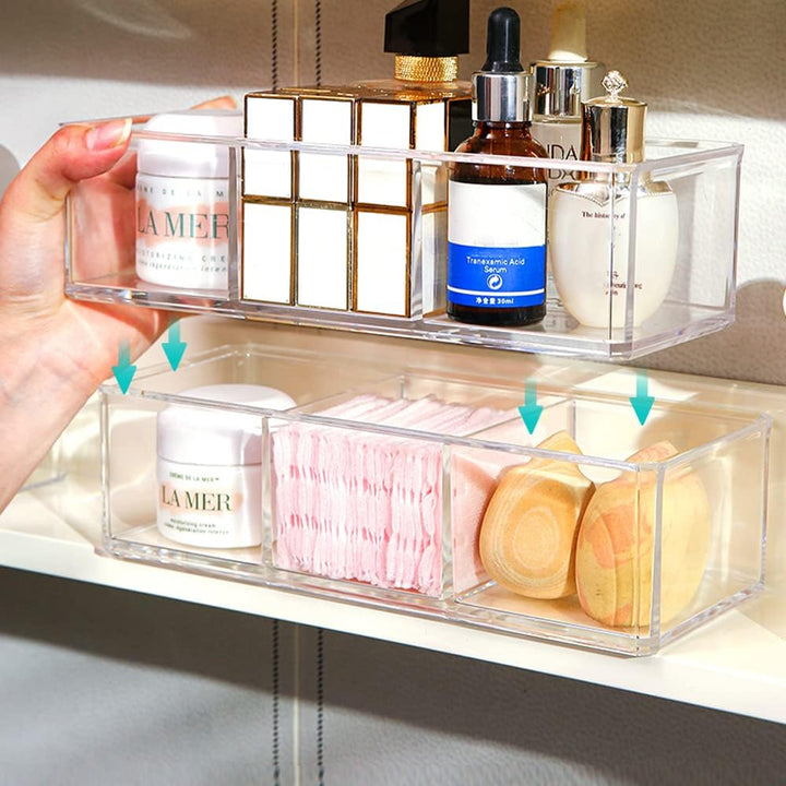 3 Artikel Set Abnehmbar Kosmetik Schmink Aufbewahrung Stapelbar Durchsichtig Kosmetik Organizer Acry