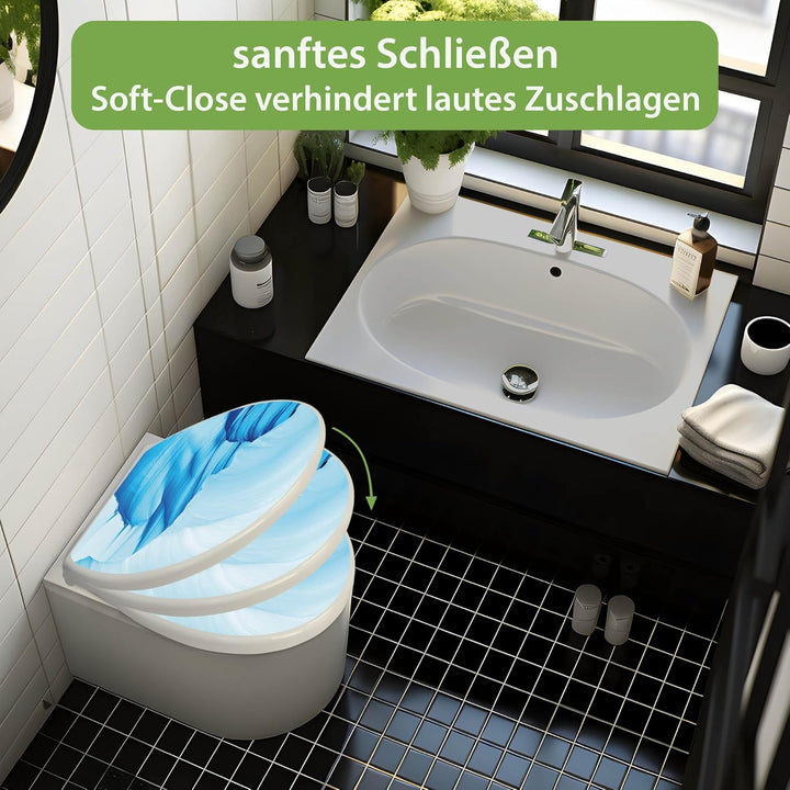 banjado Toilettendeckel mit Absenkautomatik 44,5x37cm - Soft Close Toilettensitz - WC Sitz mit Absen
