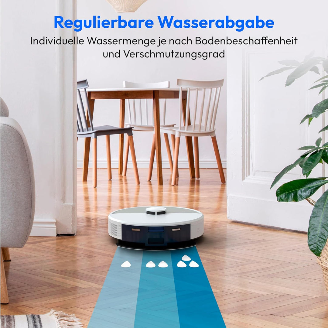 MEDION Saugroboter mit Absaugstation und Wischfunktion X22 SW+ (Lasernavigation, Starke 5000Pa Saugk