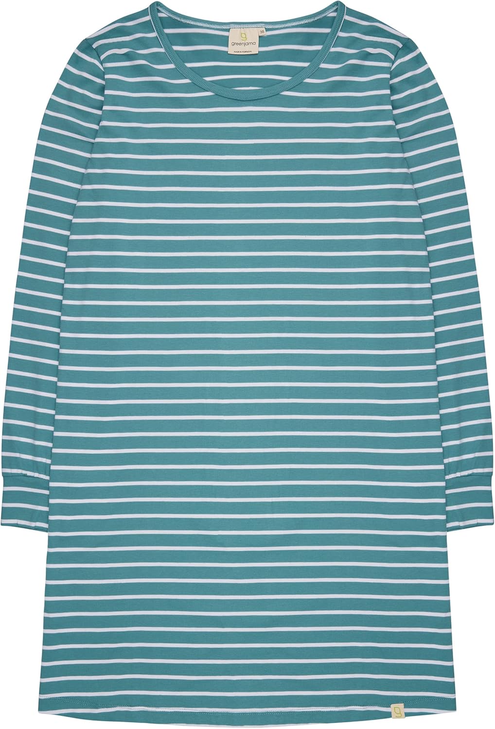 greenjama Damen Sleepshirt Ringel, GOTS-Zertifiziert Nachthemd 40 Topaz, 40 Topaz