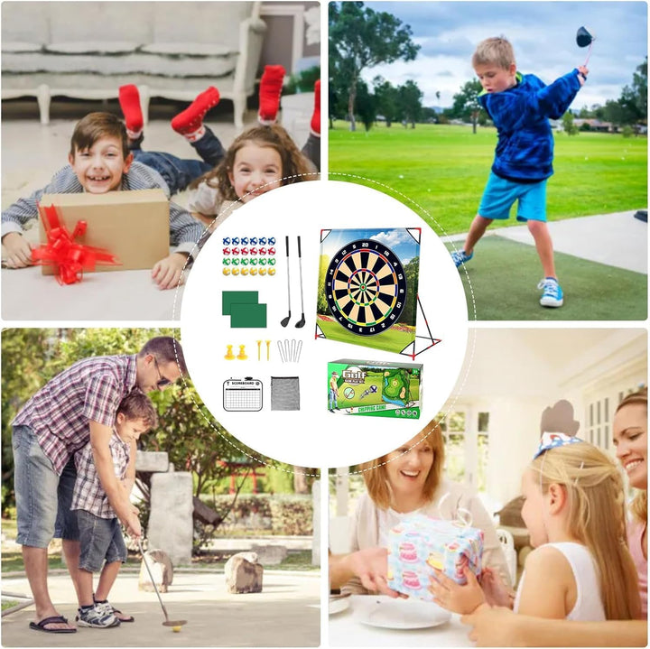 Golf Spielset für Zuhause mit Puttmatte, Klebebällen & Tragetasche – Cornhole-Spiel für Garten, Juge