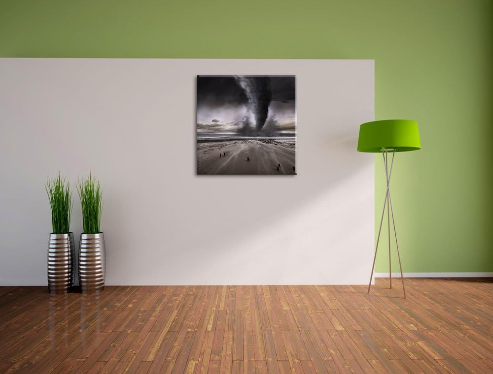 Dramatischer Tornado, Format: 70x70 auf Leinwand, XXL riesige Bilder fertig gerahmt mit Keilrahmen,