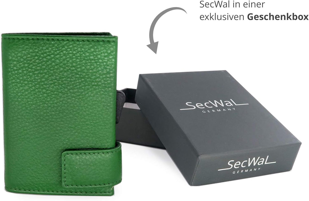 SecWal Kartenetui mit Münzfach Reissverschluss (Grün), Grün