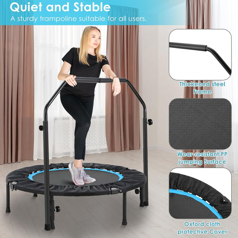 LIFERUN Indoor-Trampolin Ø101cm,Faltbares Fitness-Trampolin,Trampolin für Jumping Fitness,Tragfähigk