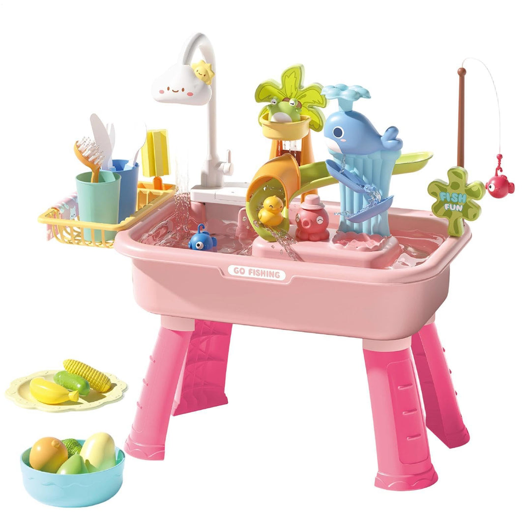 Generisch Wasserspieltisch Kinder Outdoor Sand Und Wassertisch Mit Wasserrad, Sprinkler &amp; Angelspiel