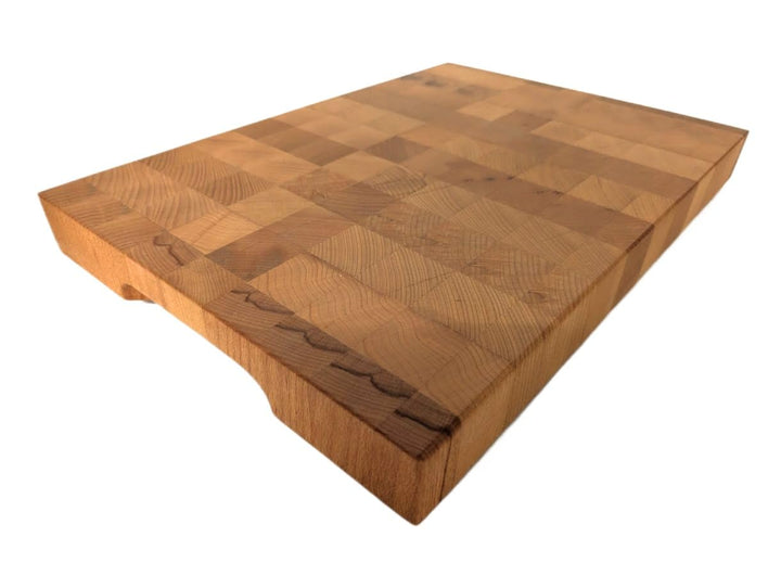 Cuisine Romefort | Hackblock aus Thermobuche Stirnholz | Massives Schneidebrett mit Griffen | Holz G