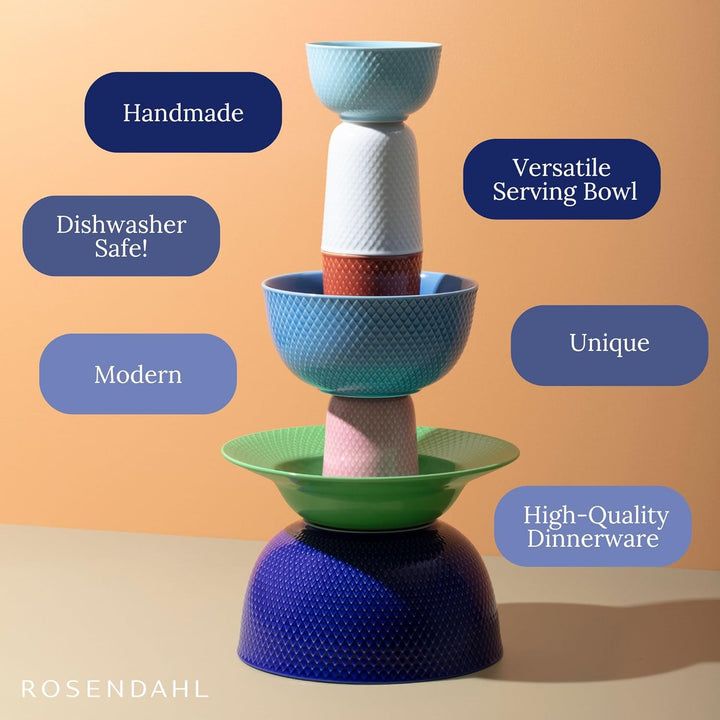 Lyngby Porcelæn Schale Ø17.5 cm Rhombe Color Mix & Match aus Porzellan, blau 17,5cm Blau, 17,5cm Bla