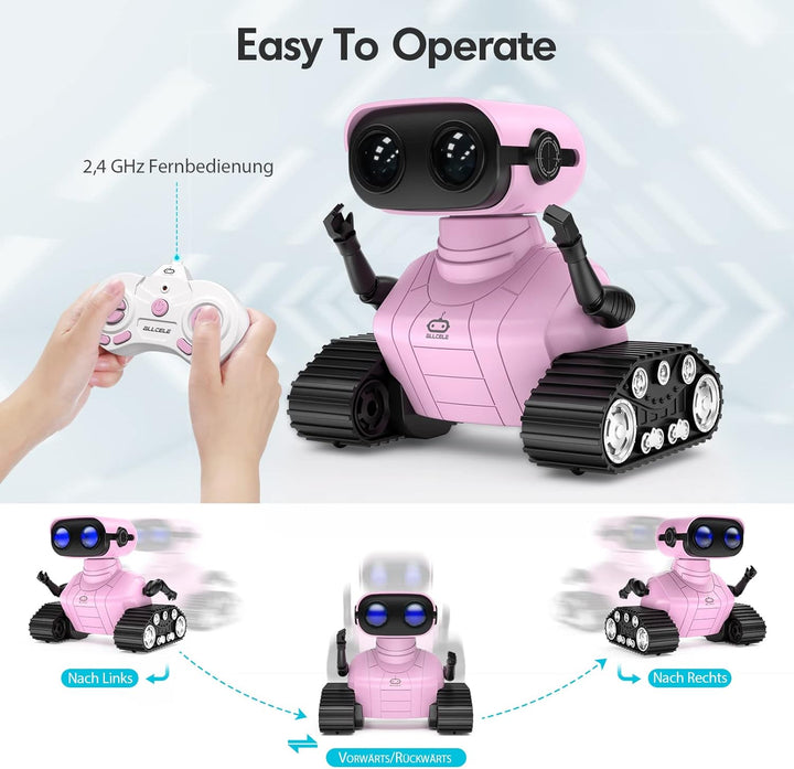 ALLCELE Roboter Kinder Spielzeug, Wiederaufladbares Ferngesteuertes Roboter Spielzeug mit LED-Augen