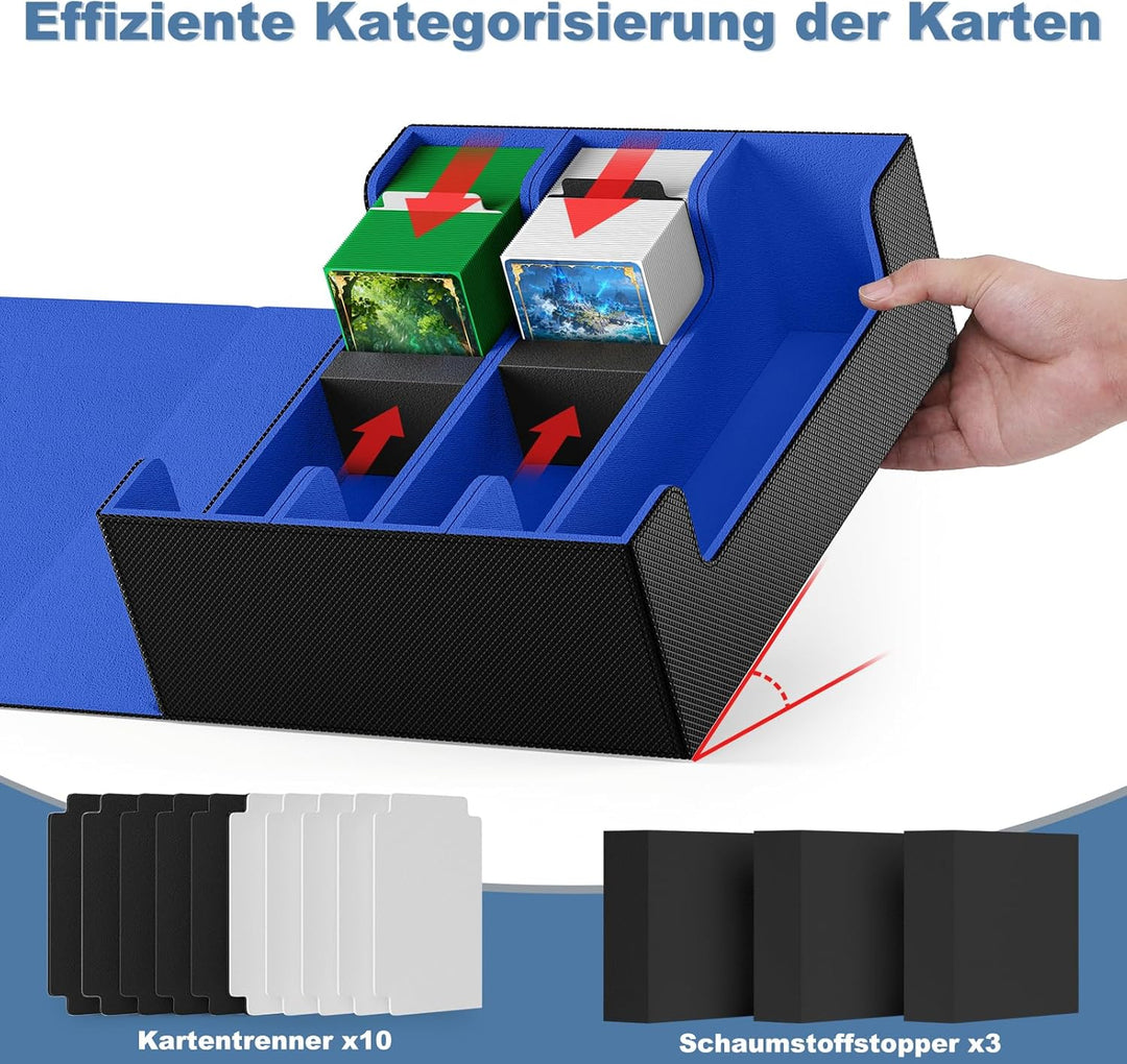Mlikero Sammelkarten-Aufbewahrungsbox für 1800+ Karten, Magnetische Karten Deck-Box passend für MTG