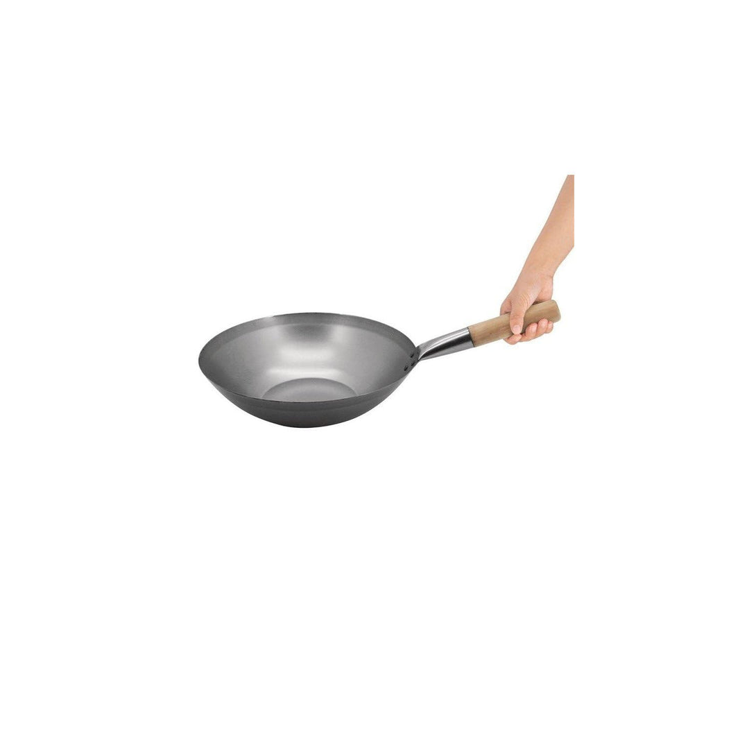 Vogue K296 Wok, Baustahl Flacher Boden, 32,4 cm Durchmesser