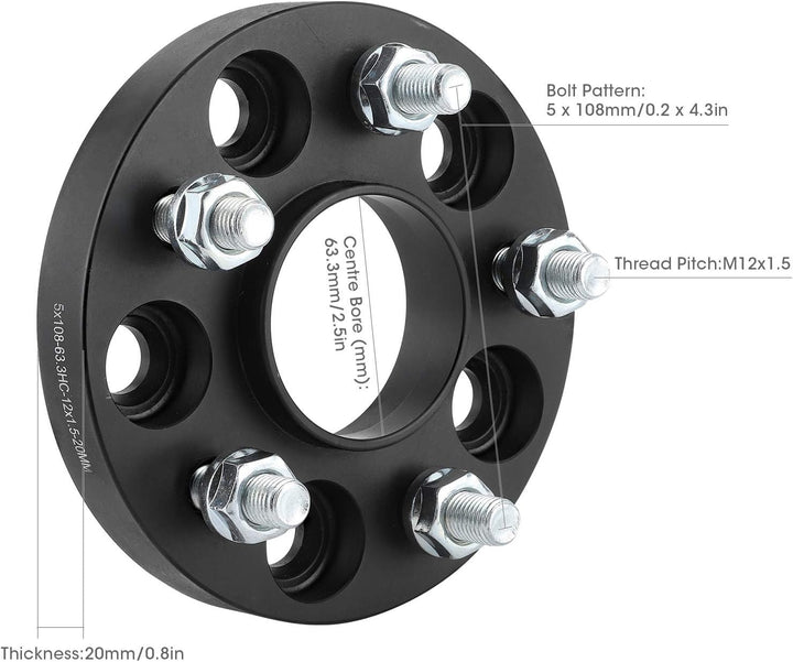 Radabstandshalter Adapter Flansch 20 mm dicke Passform für F-ORD F-OCUS S-T 225 S-T225 （2Stk/Set）