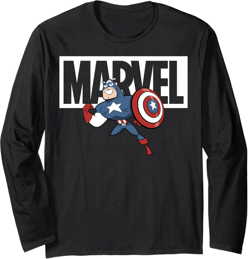 Marvel Avengers Captain America Logo Doodle Langarmshirt