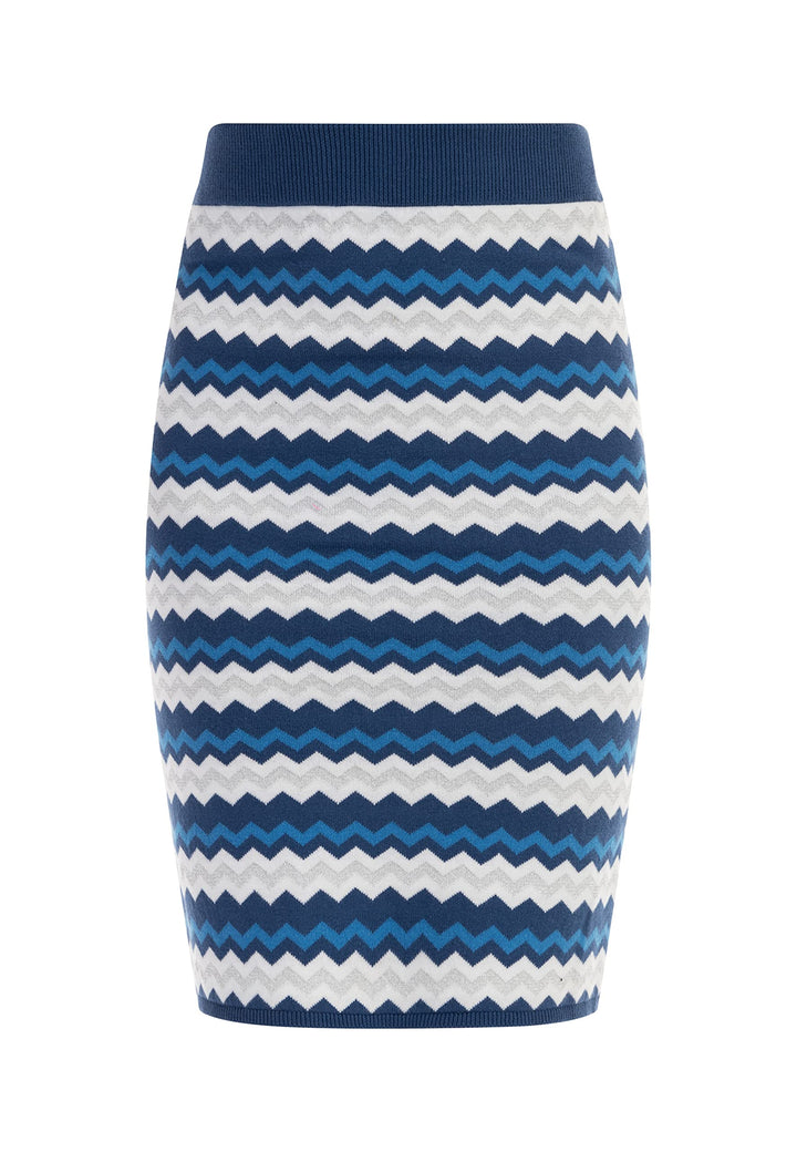 faina Damen Strick Midirock L Blau Mehrfarbig, L Blau Mehrfarbig