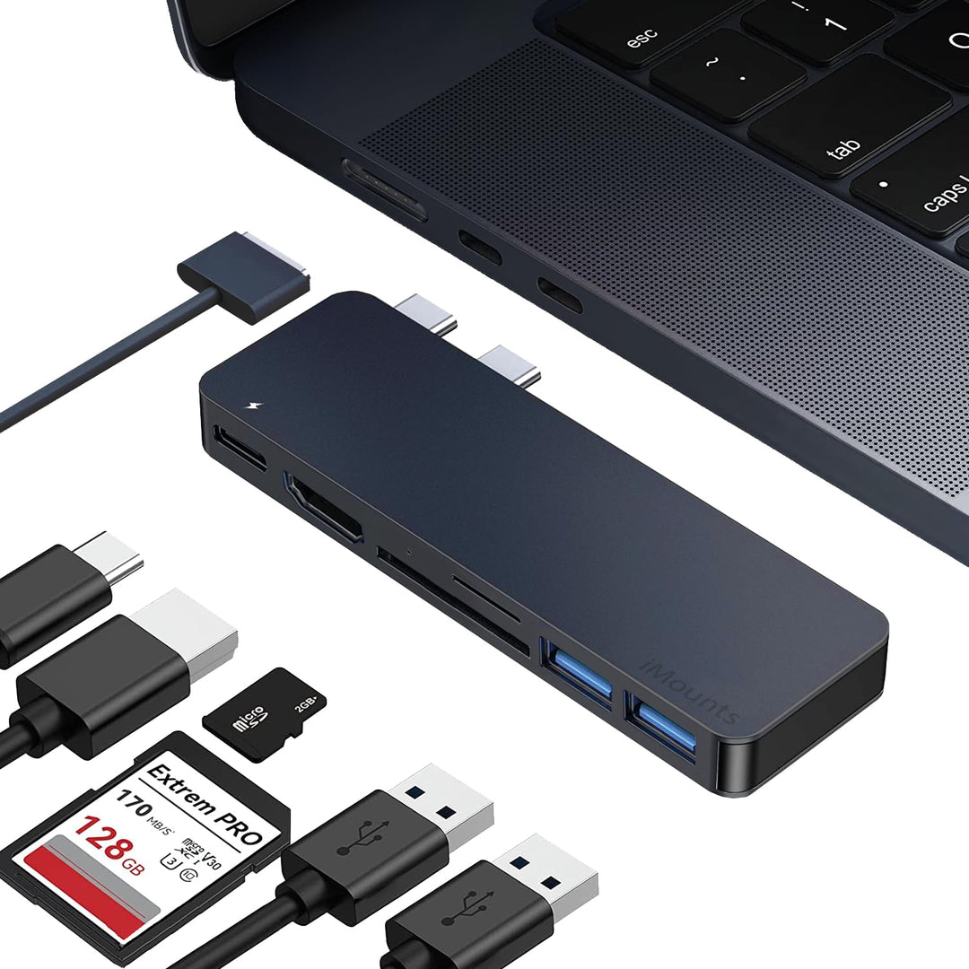 USB-C Hub Mitternachtsblau – Adapter für MacBook Air M2/M3/M4 mit HDMI, Thunderbolt 3, USB 3.0 & SD-