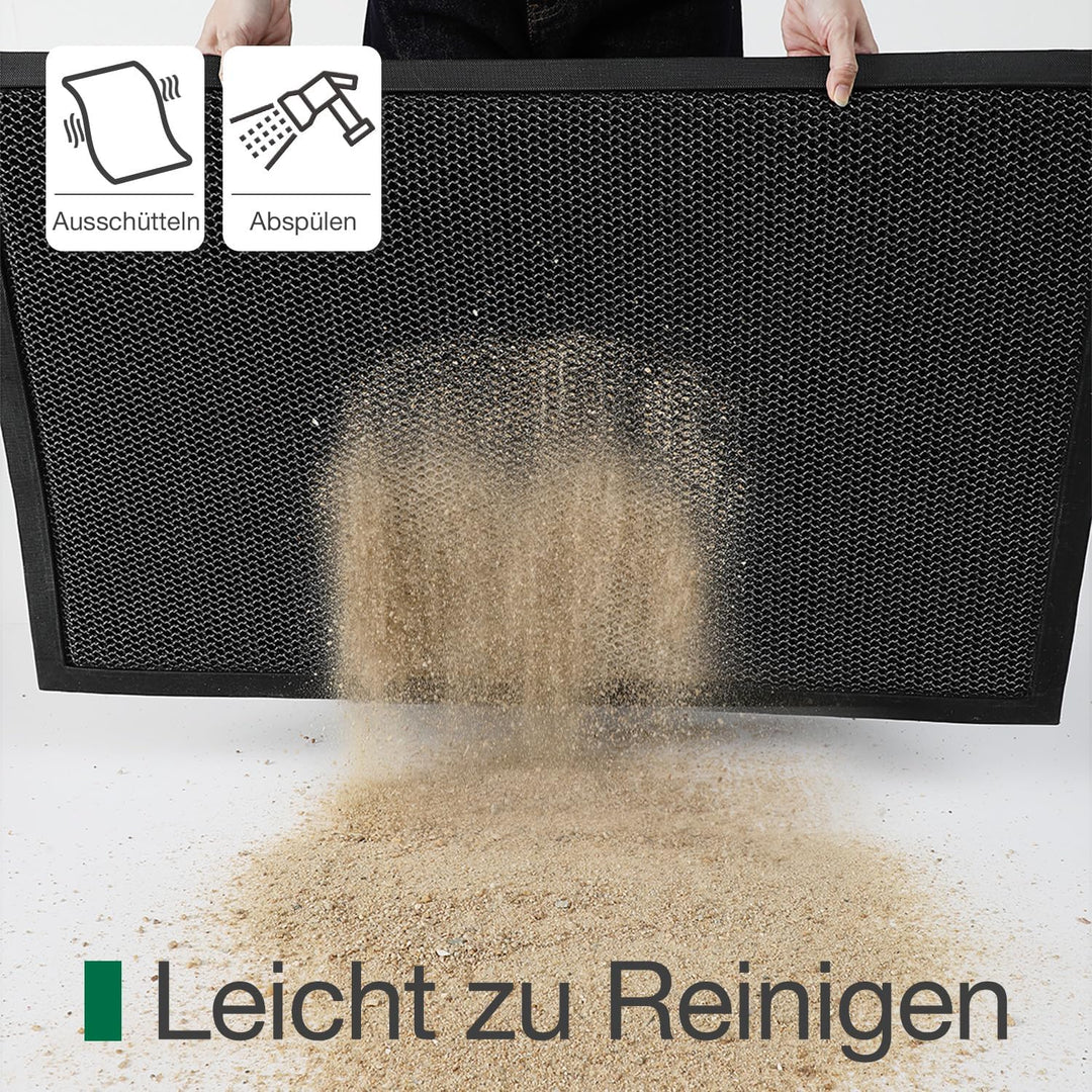 LUMI Fussmatte Aussen, Schmutzfangmatte, rutschfest, 90 x 150cm, Schwarz | Fängt Schmutz auf, schnel