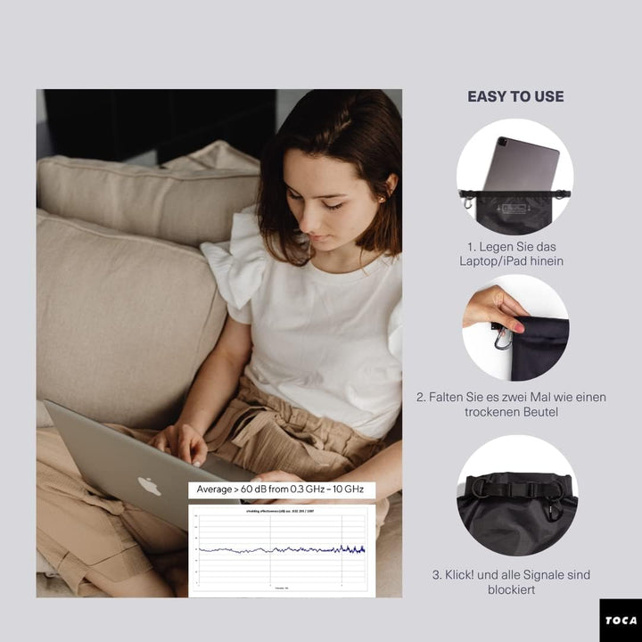 TOCA No Signal Sleeve - RFID-Blocker & Anti-Tracking Faraday-Tasche, Datenschutz Handy-Hülle, Laptop