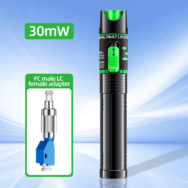 30KM Optischer Fehlerortungsgerät, Glasfaserkabeltester mit 2,5 mm FC Stecker auf LC Buchse Adapter,