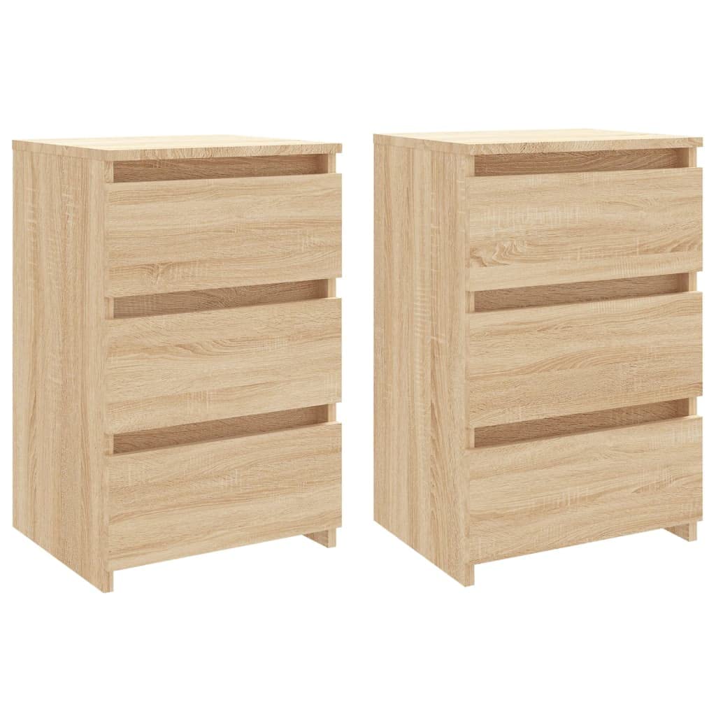 vidaXL 2X Nachttisch mit 3 Schubladen Nachtschrank Nachtkonsole Nachtkommode Schlafzimmer Schrank Ko