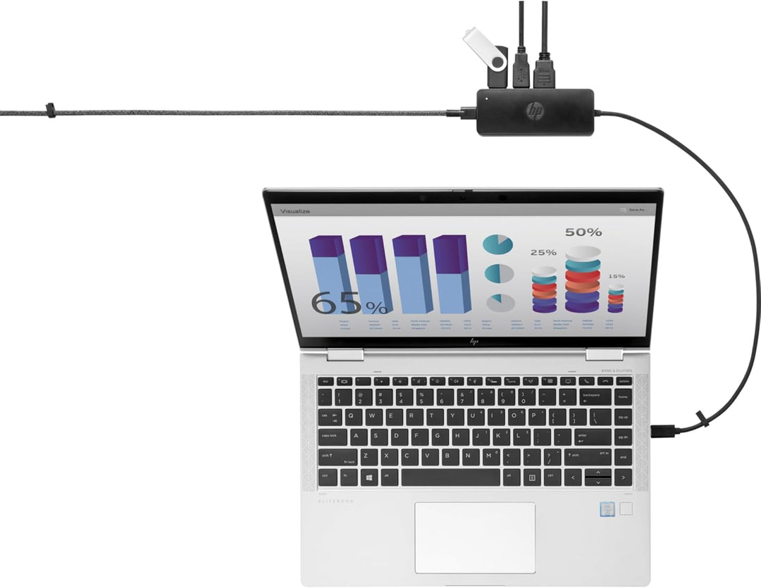 HP 235N8AA USB-C Reisehub G2 (USB Hub, USB C hub, 4 Ports, 2x USB-A, HDMI, VGA) schwarz