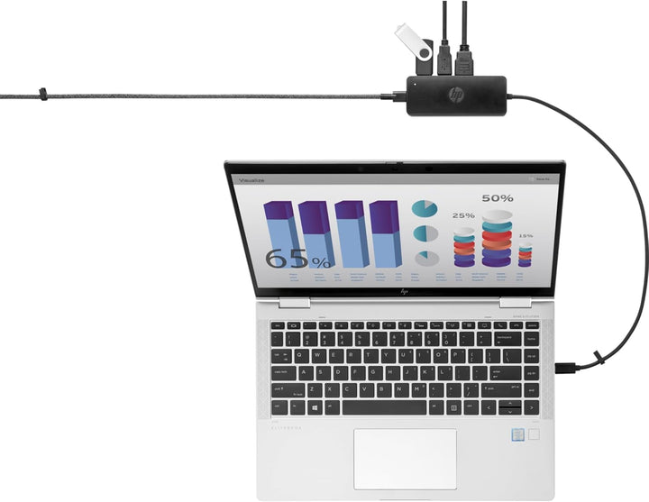HP 235N8AA USB-C Reisehub G2 (USB Hub, USB C hub, 4 Ports, 2x USB-A, HDMI, VGA) schwarz