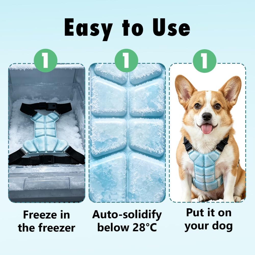 Hundekühlweste PCM Kühlgeschirr, Sommer Kühlmantel für Hunde, Atmungsaktive Kühlkleidung für Outdoor