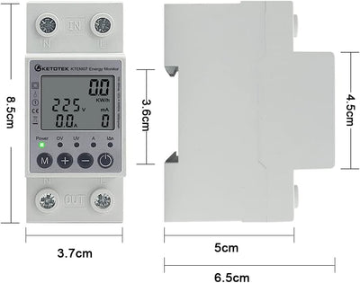 KETOTEK LCD Digitaler Wechselstromzähler Stromzähler Hutschiene 1 Phasig Energiezähler KWh Zähler Le