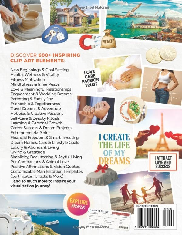 Vision Board Clip Art Book: 600+ Inspiring Images, Powerful Affirmations, Quotes & Words | Visual Su